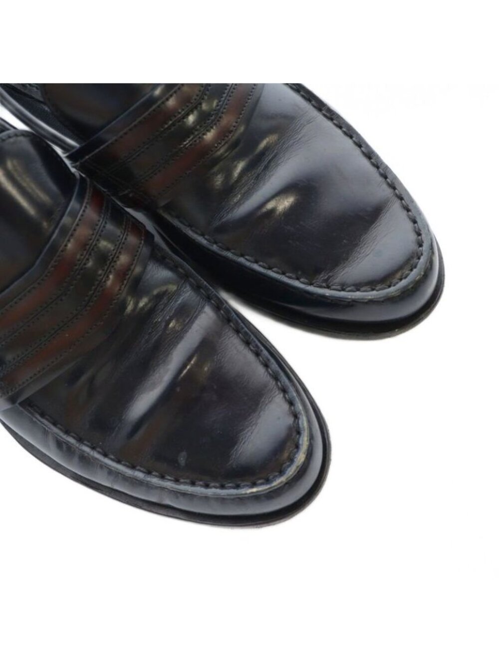 Louis Vuitton Loafers Leather Logo 5.5 Black MQ OH - Picture 4 of 10
